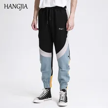 Мужская Уличная одежда в стиле хип-хоп, флисовые штаны для бега, эластичные Стрейчевые штаны с боковыми пуговицами, Лоскутные Спортивные штаны, Ins, мужские повседневные брюки
