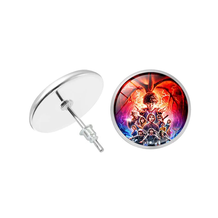 Необычные вещи, серьги-гвоздики, новинка, крутые, ручной работы, художественное изображение, серьги, фильм, странные вещи, ювелирные изделия, подарок для фанатов