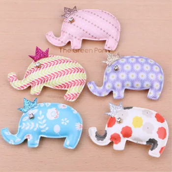 

Handmade Colorful Fabric Kawaii Animal Elephant Patch sticker 4pcs/Lot Girls Hair Jewelry DIY Cute Buttons Garment Shoes Decor