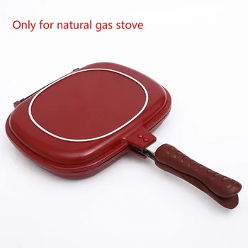 

Double-Sided Frying Pan Non-Stick Pans Square Shape Grill Frying Pan Cooking Tool Durable Cookware Home Outdoor Kitchen Cooking