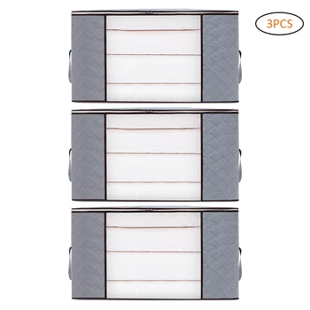 

3Pcs Clothing Storage Box Clear Window Zipper Non Woven Fabric Clothes Organizer Wardrobe Clothes Storing Organizer Case