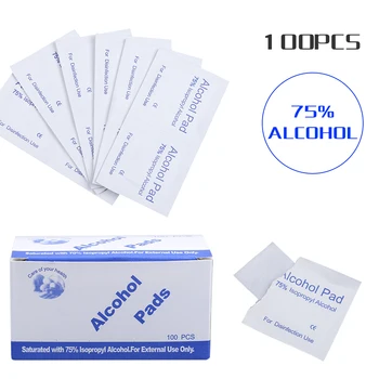 

100PCS Alcohol Pads Sheet 75% Alcohol Disposable Disinfectant Portable Sterilization Wipe Cleaning Swabs Cleanser Wipes