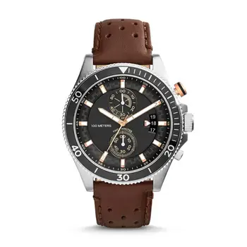 

Fossil Men's Watch Wakefield Chronograph Watch with Leather Strap Black Dial Quartz Wristwatch for Men CH2944