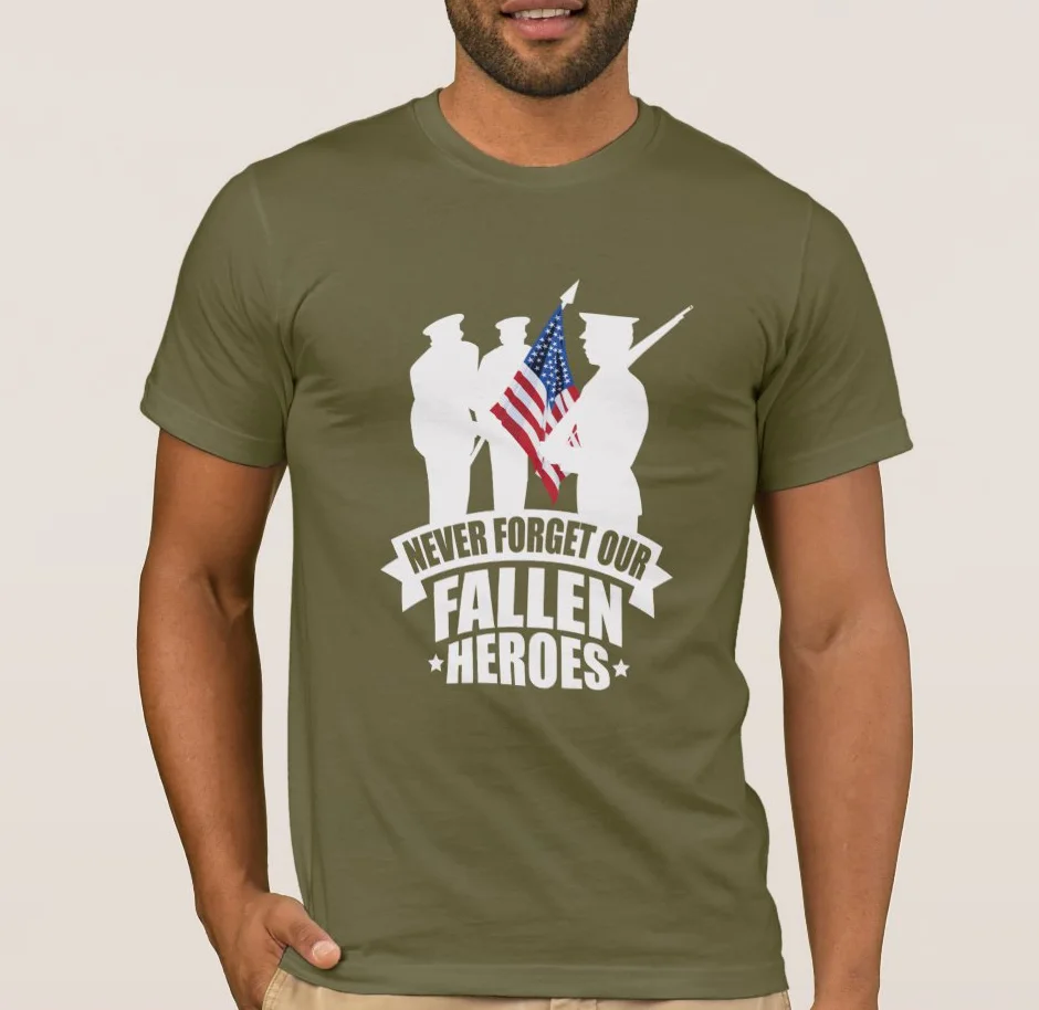 Мужская футболка с надписью Never Forget Our Fallen Soldiers