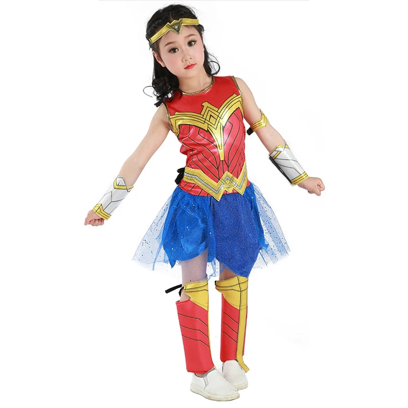 Carnival Purim Super Girl Costume Halloween League Superhero Cosplay Fancy  Party Dress