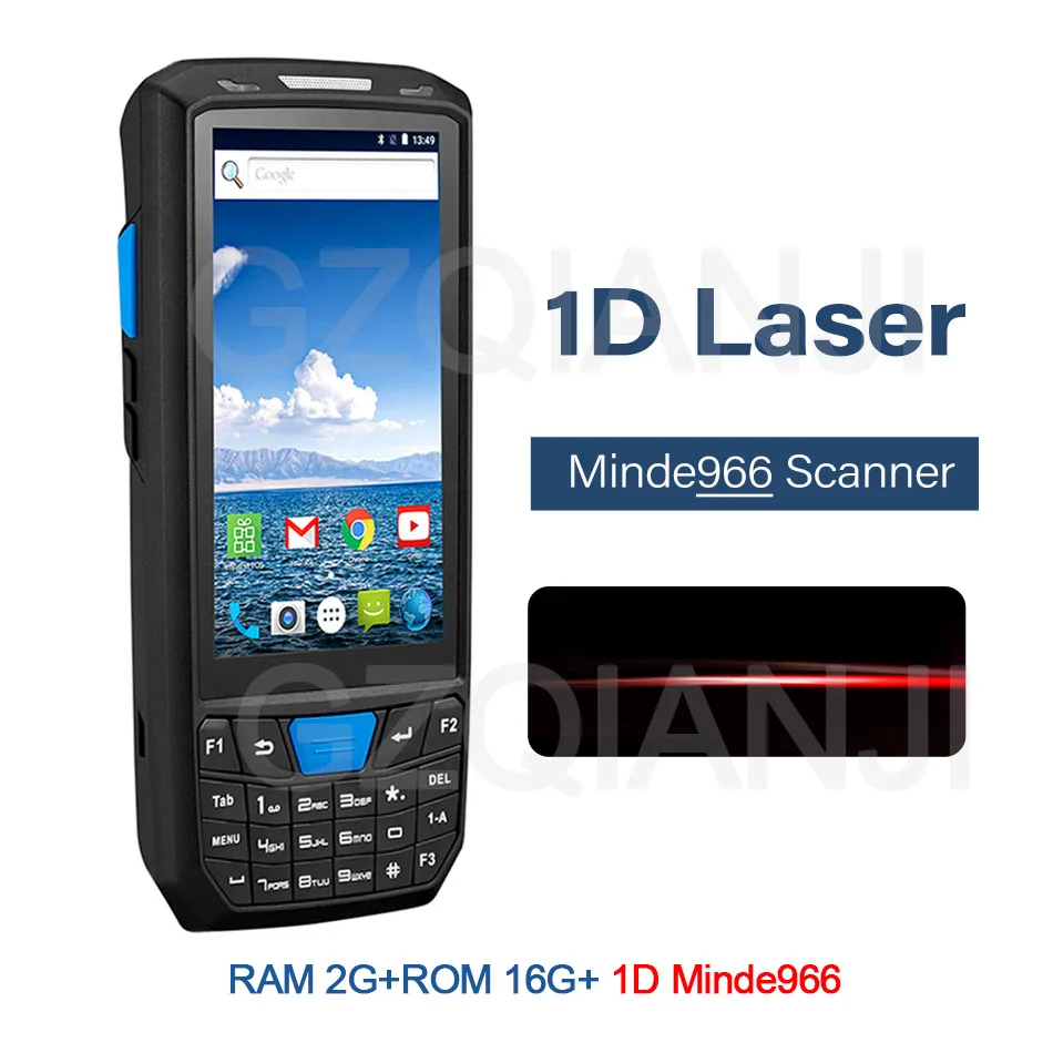 1D Minde966 2G16G КПК прочный портативный терминал Android 8,1 считыватель штрих-кодов сканер 1D лазер 2D QR сборщик данных Honeywell NFC Функция PDA 4G wifi - Цвет: 1D Minde966 2G16G