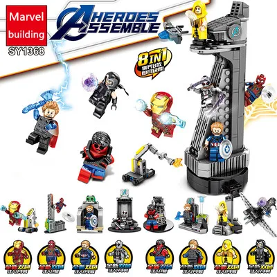 Marvel 8 в 1 Мститель особняк мальчик игрушечный конструктор Модель игрушки вставки блоки куклы, подарок на день рождения - Цвет: Photo Color