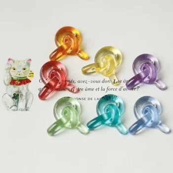 

6pcs Simple Ins Wind Knot Cute Translucent Resin Semi-Pill Earrings Patch Japan DIY Handmade Jewelry Accessories