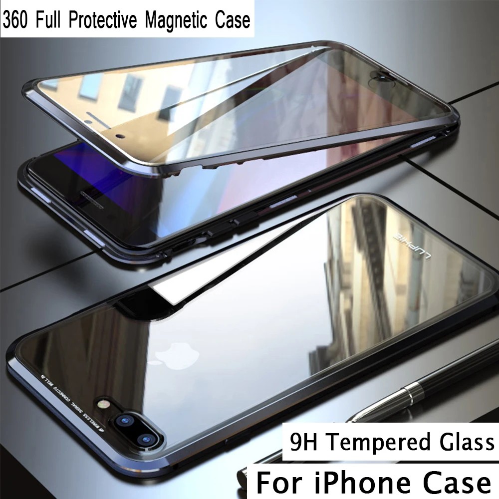 360 полностью металлический магнитный чехол для iPhone 11 Pro Max XR XS MAX X Магнитный из