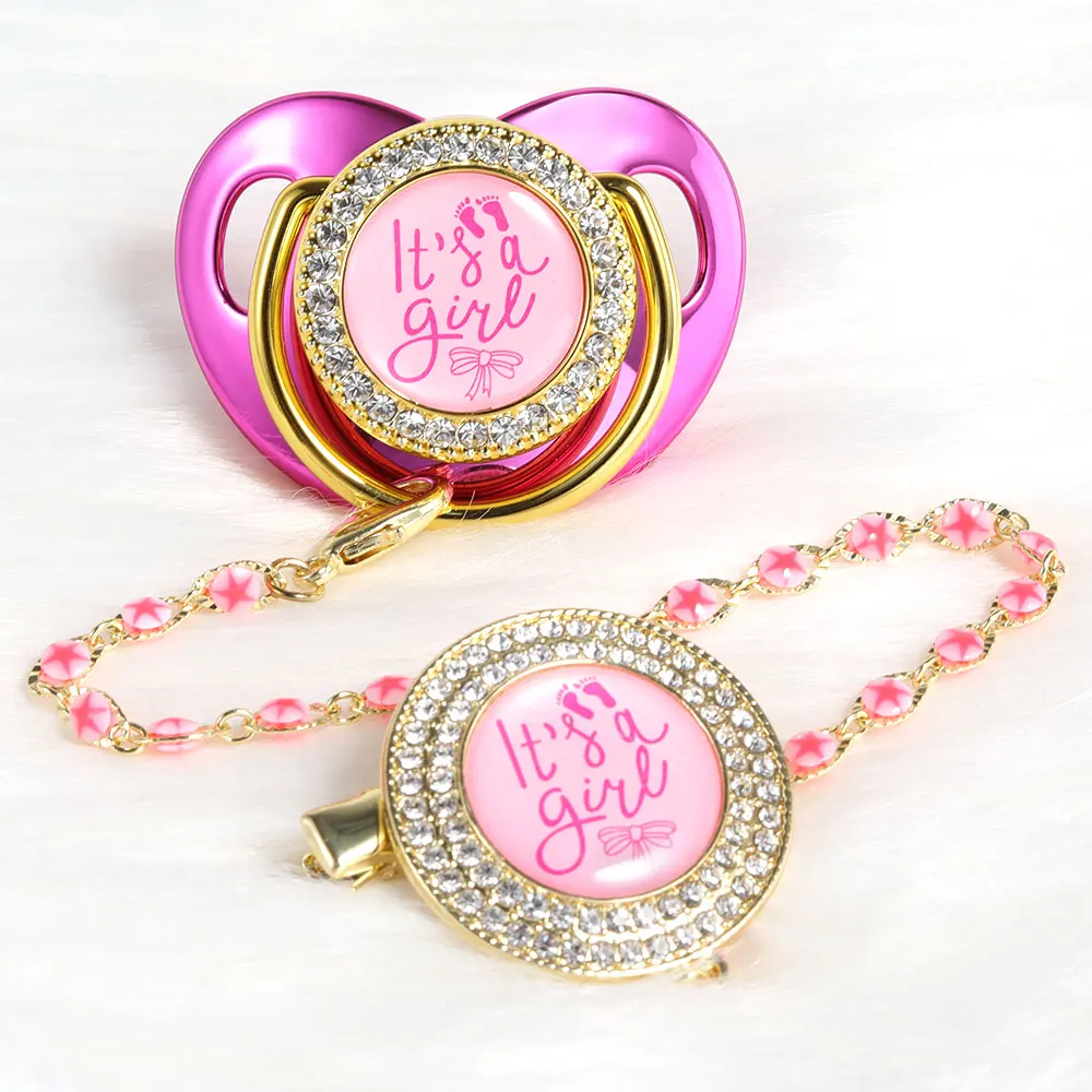 2022 Pacifier Clips Gold Pacifier Beads Boy and Girl Baby Pacifier Infant Soother BPA Free for