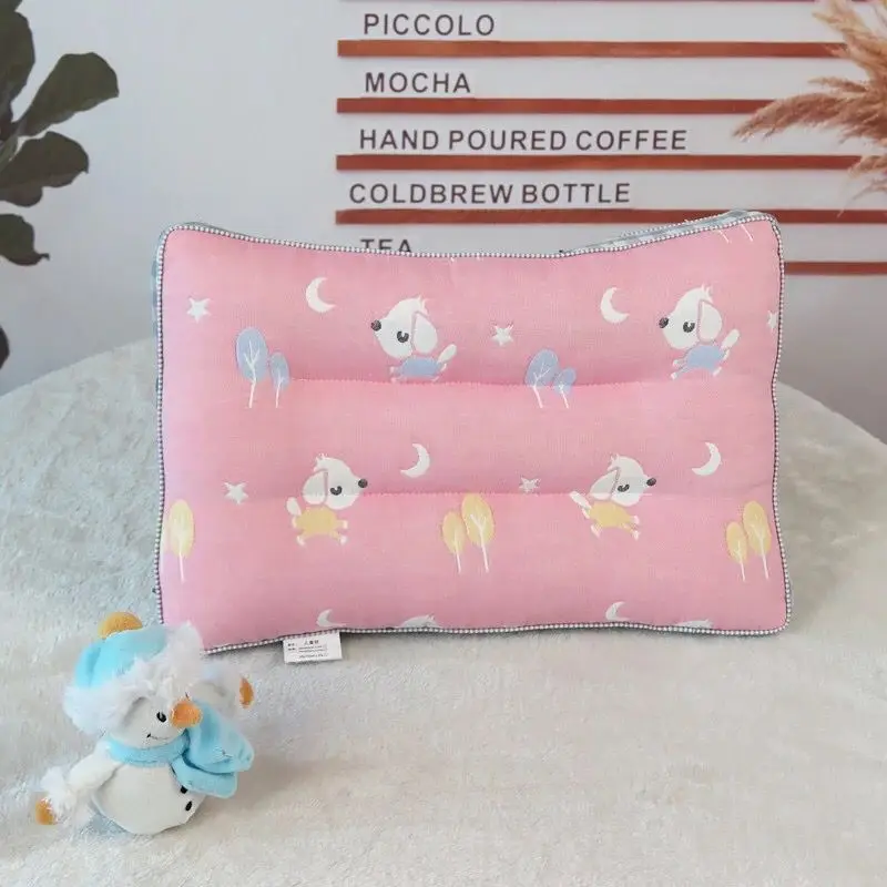 DOG PINK Детская подушка, подушка для шеи, мягкие хлопковые подушки для малышей, детская подушка в полоску с милым персонажем из мультфильма, товары для ухода за ребенком, для детей 0-6 лет - Цвет: DOG PINK
