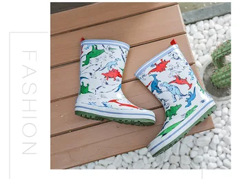 

Kids Rain Boots Boys Girls Outdoor Waterproof Rubber Boots Cartoon Dinosaur Cute Children's Fashion Non-slip Water Boots
