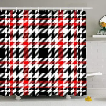 

Shower Curtain Set with Hooks 60x72 Placemat Pajamas Tartan Textile Plaid Pattern Mat Irish Traditional Checkered Kilt Textures