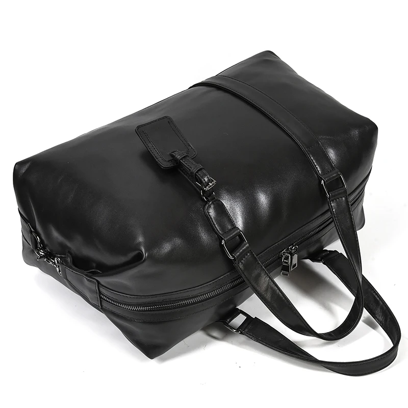 Black Leather Travel Bag For Men