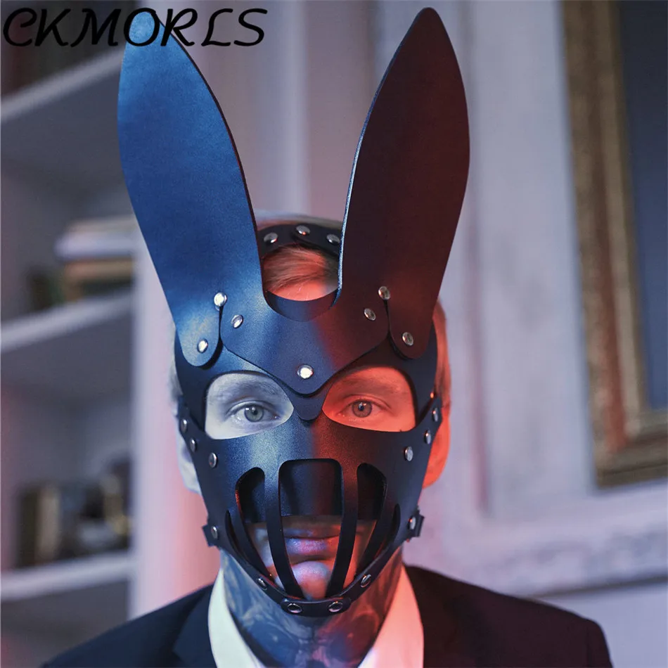 CKMORLS Фетиш мужская кожаная маска на половину лица эротическая Готическая