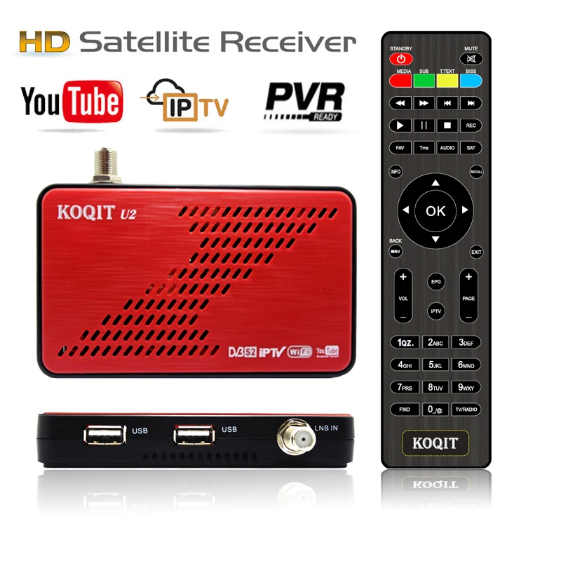 Koqit u2 H.264 DVB S2 спутниковый ТВ приемник тюнер интернет iPTV декодер CS/IKS Авто Biss wifi Finder