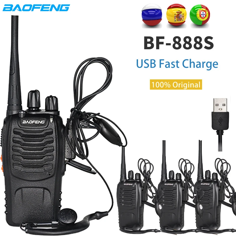4 шт. Baofeng BF 888S Walkie Talkie 5 Вт 6 км двухстороннее радио BF888S портативный CB Ham Ручной HF