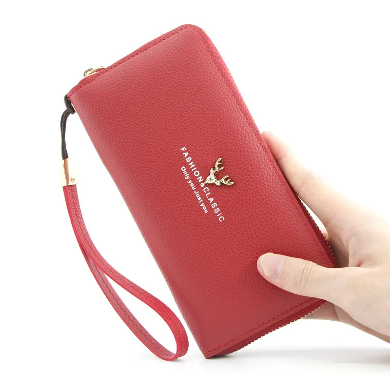 

New Women Wallets Long Zipper Large Capacity Clutch Bag Lychee Pattern Phone Purse Ladies Fashion Wallet cartera mujer