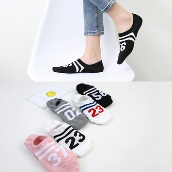 

Women Thin Socks 5pairs/ Package Summer Invisible Letter Cartoon Printed Short Ankle Socks Female Boat Socks Fashion
