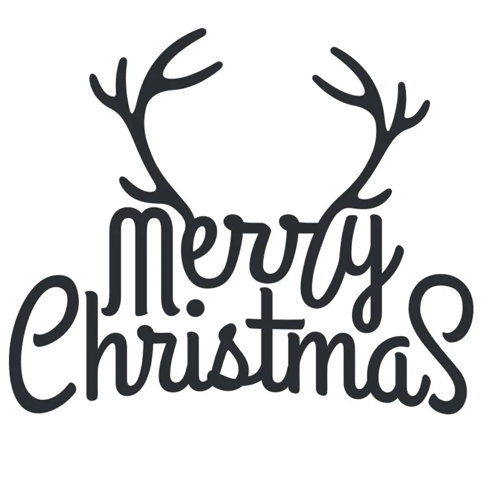 Elk Horn Merry Christmas Words Metal Cutting Die Stencils For Diy