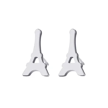 

CA-129 Stainless Steel Stud Earring For Women Man Tower Gold And Silver Color Lover's Engagement Jewelry Drop Shipping