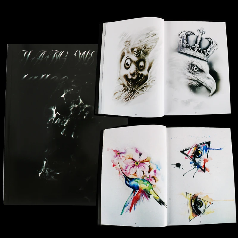 Latest Original Tattoo Manuscript A4 Size 50 Pages Sketch Book Eyes Feather Death Buddha Skull | Красота и здоровье