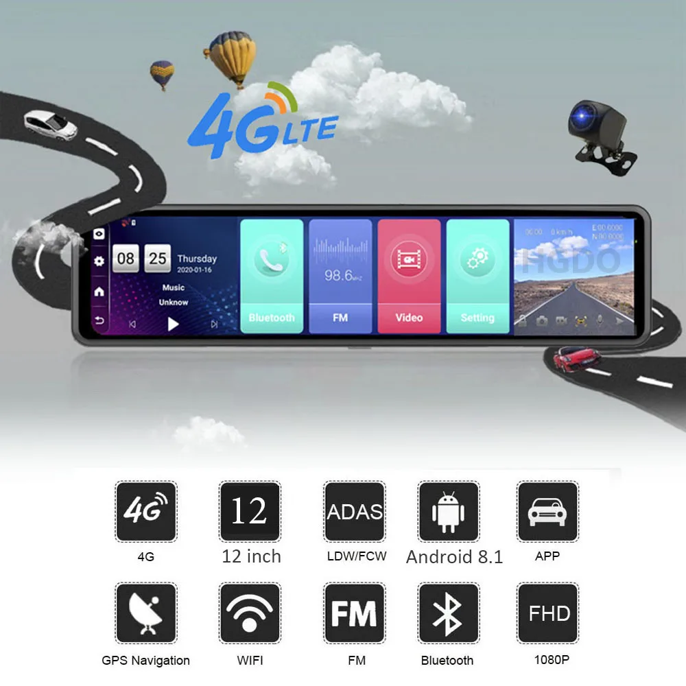 Автомобильный видеорегистратор 3 в 1 4G Android 1080 GPS ADAS P 4 + 32 ГБ | Автомобили и