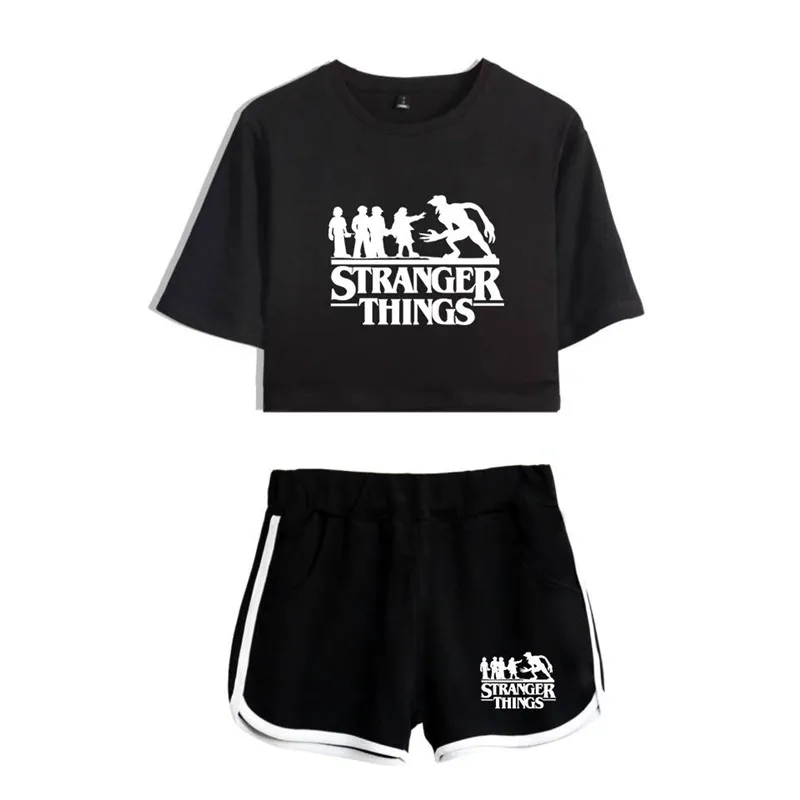 COSREA Stranger Things Costume T Shirt Shorts Two Piece Suit Girls Women 3d Print Tees Eleven Sports Sets -Zentai shop online H03f8b606352640dda44a02296474ed4et.jpg