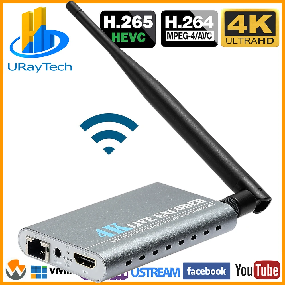 URay беспроводной HEVC 4 к Ультра HD HDMI к IP видео кодер H.265 H.264 IPTV кодер живого потокового кодировщика H265 сервер WiFi