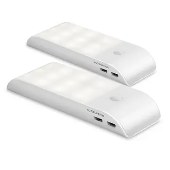 

Motion Sensor Light Cupboard Night Light, USB Rechargeable Battery Powered Light with 12 LED, Removable Magnetic Strip Stick-On