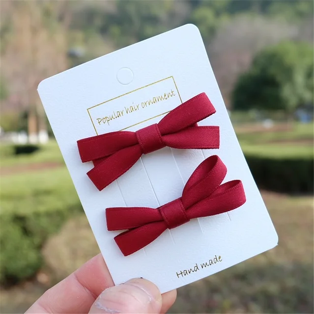 2Pcs/Set Hair Bow Clips For Girls Baby Kawii Barrettes Cute Haar Accessoires Kids Colored Ribbon Hairpins Children Hairgrip Hot 9