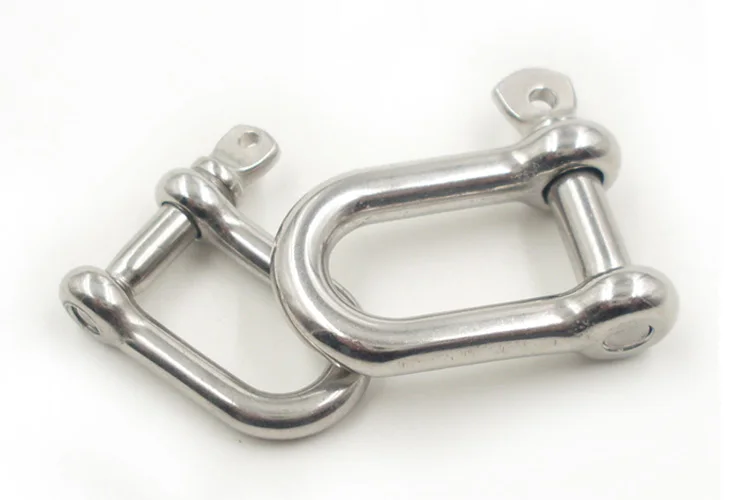 1PC 304 stainless steel D type shackle U type steel buckle chain buckle marine rigging lifting hook M4-M20 wire rope clamp