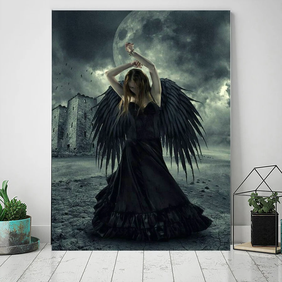 5d Diamond Embroidery Dark angel woman Diy Diamond Painting cross stitch girl wings Diamond Mosaic Home Decoration Painting