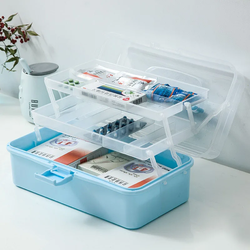 

3 Layers Home Medical Box Separation Storage Organizer 31.5*17*15 Cm Portable Camping Multifunction Emergency First Aid Kit