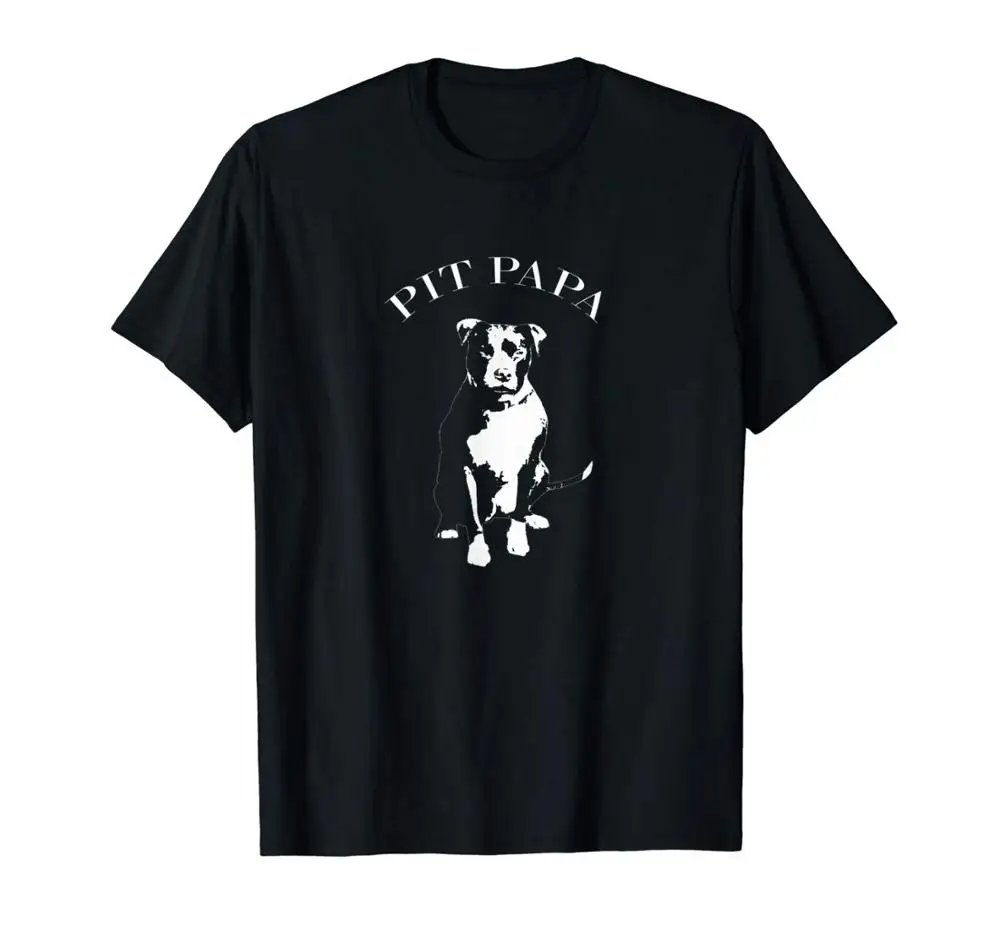 Мужская хлопковая футболка с короткими рукавами и принтом Pit Papa Pitbull Staffy Amstaff American