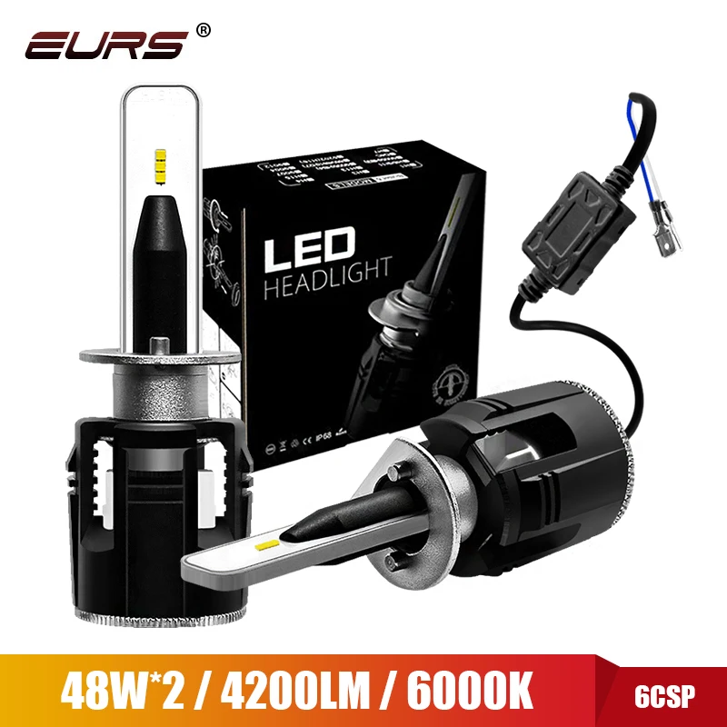 Светодиодные автолампы EURS 360 Csp Canbus 4300K/6000K H7 H4 H1 H11 H3 Hb3 Hb4 12 В 4200 лм 48 000 лм|Передние