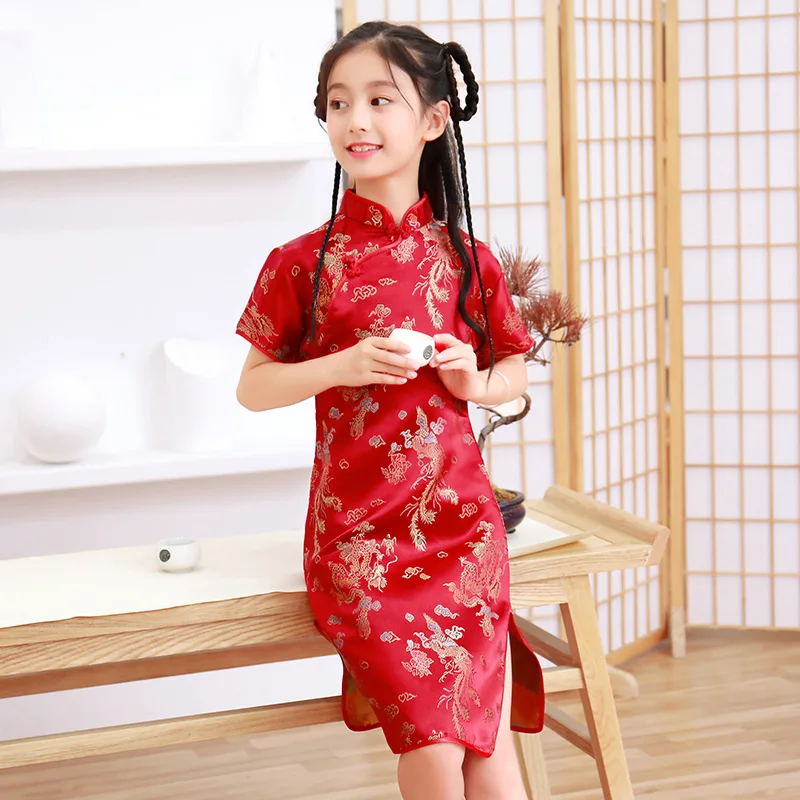 New-Children-Cheongsam-Dress-Vintage-Chinese-Style-Traditional-Baby ...