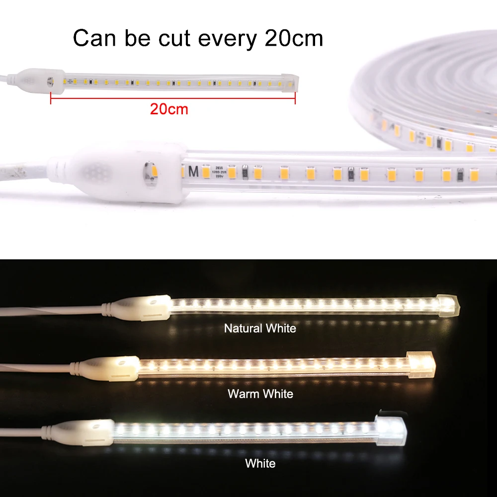 Papa verdamping Conserveermiddel 20cm Cuttable Led Strip Light 220v 2835 Smd 120leds/m Flexible Ribbon Tape  Waterproof Stripe Light No Lead Diode Tape Eu Plug - Led Strip - AliExpress