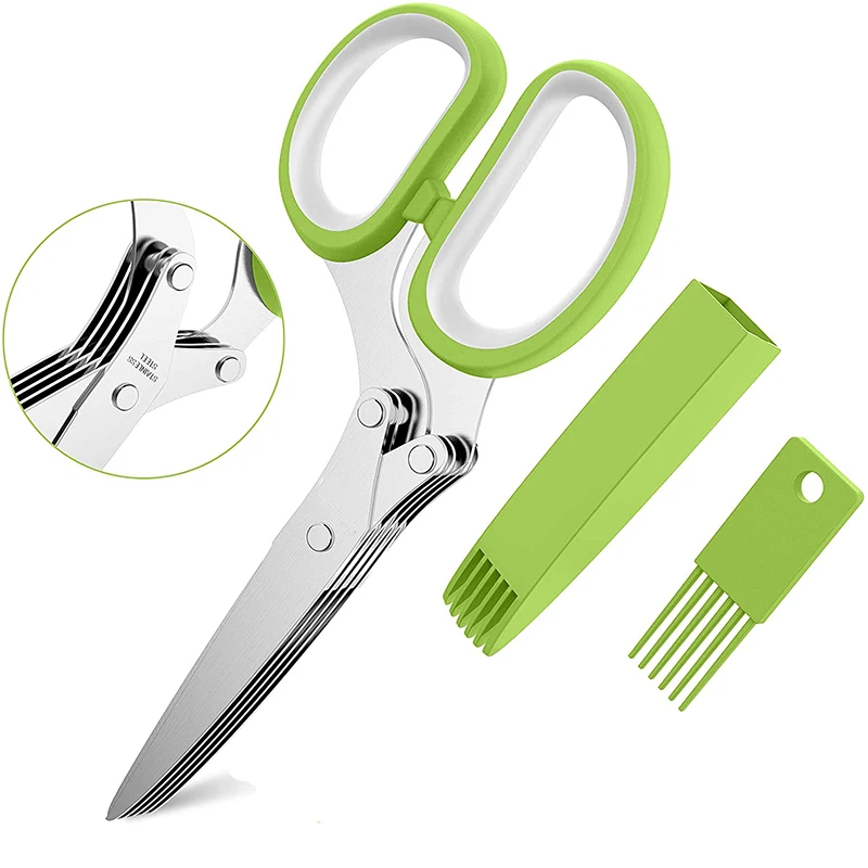 

MAIYUE Multipurpose Kitchen Chopping Shear Layers Stainless Steel Knives Shredded Rosemary Scallion Cutter Herb Chopped Tool