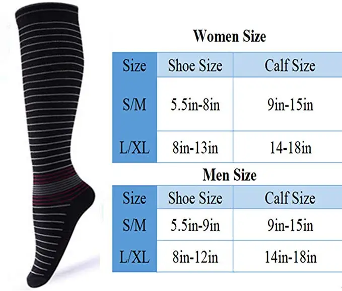 6 стилей, компрессионные носки для мужчин и женщин, подходят для занятий спортом, черные Компрессионные носки для защиты от усталости и боли, гольфы до колена