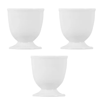 

3pcs Porcelain Egg Cups White Egg Holder Soft Boiled Egg Stand Tabletop Kitchen Tool for Breakfast Brunch