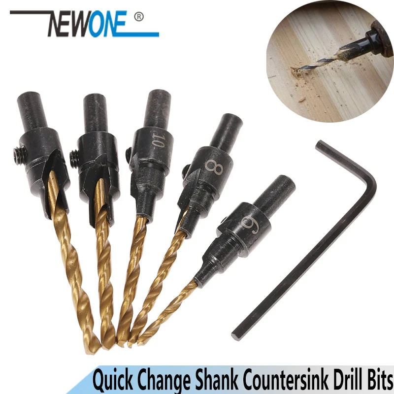 4/5pcs set HSS Woodworking Countersink Drill Bit Set 1/4 Quick change Hex Shank 4/5pcs set HSS Woodworking Countersink Drill Bit Set 1/4 Quick change Hex Shank