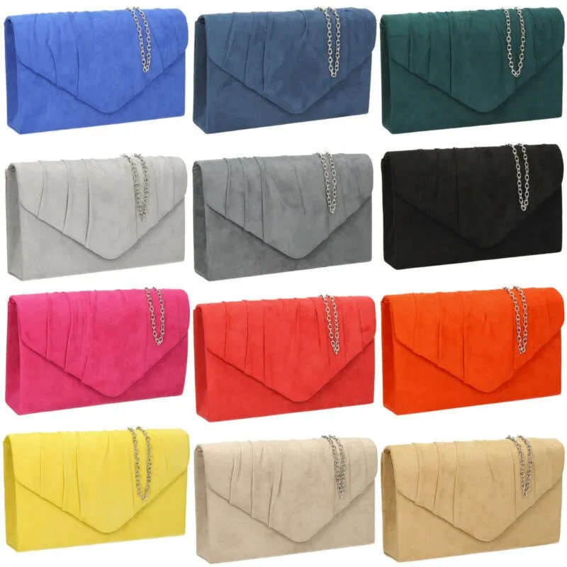 

Clutch Bag Women Envelope Evening Party Prom Smart Ladies Suede Velvet Leather