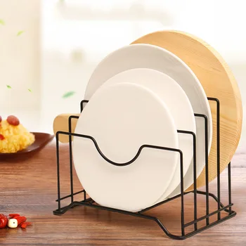 

Behogar Pot Lid Cover Holder Multifunctional Metal Vertical Storage Rack Shelf Kitchen Cookware Chopping Board Organizer Black