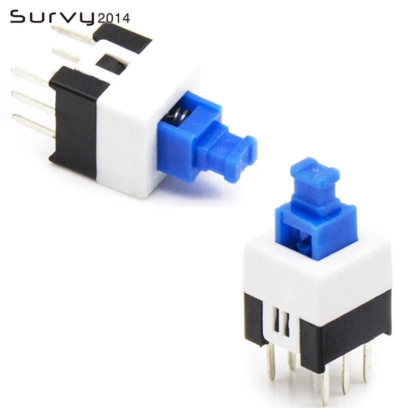 10pcs/lot 7x7mm 7*7mm 6pin Push Tactile Power Micro Switch Self Lock On ...