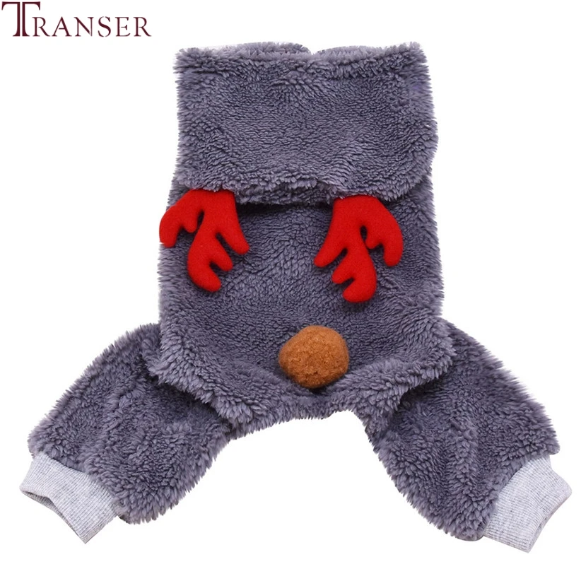 

Transer Elk Dog Clothes Soft Plush Warm Dog Jumpsuit Winter Warm Pet Clothes Four-Legs Small Dog Rompers Puppies Clothing 9925