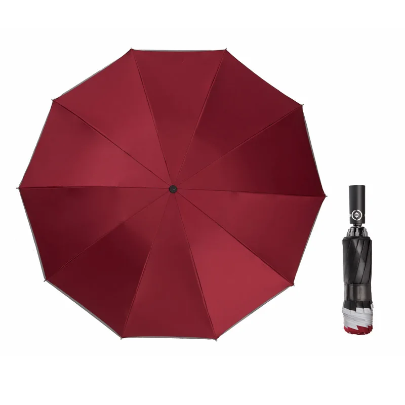 

TTK folding umbrella Strong windproof 10K female umbrella With reflective strip Automatic three folding umbrella