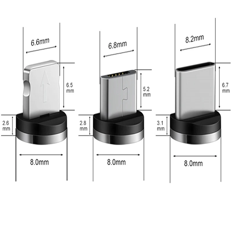 Магнитный кабель, штекер, USB кабель, адаптер для iPhone 8 pin, USB C, Micro type C, вилки, Android, быстрая зарядка, USB зарядное устройство, шнур, вилка