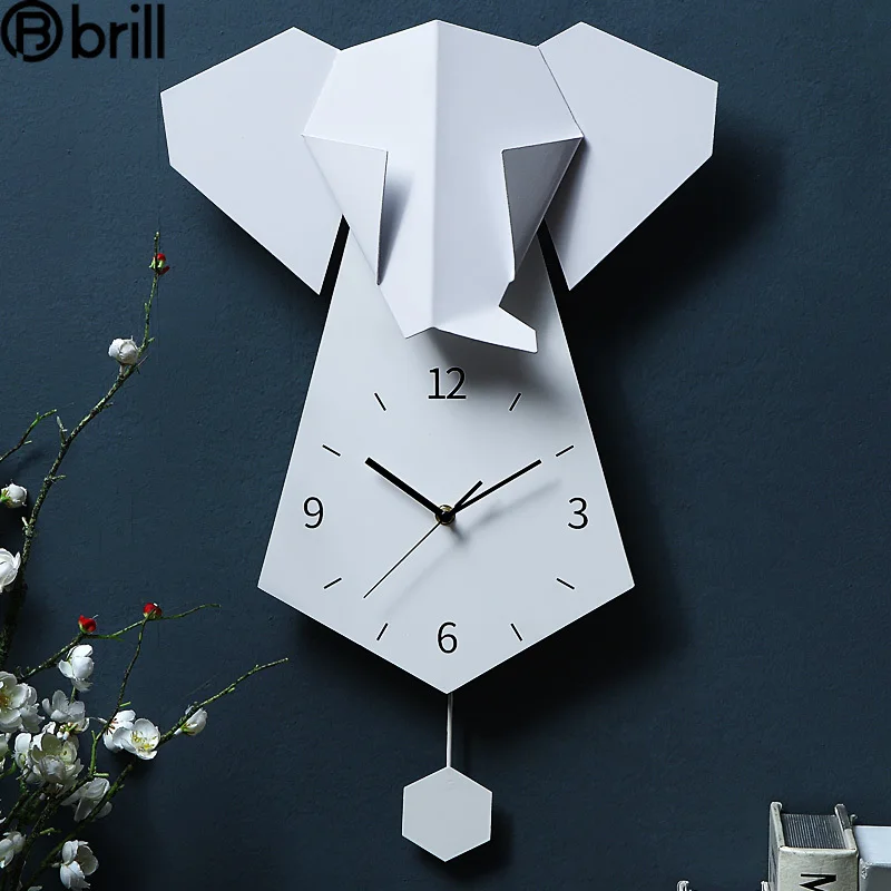 

Creative Large Wall Clock 3d Metal Elephant Art Clocks Wall Watch Home Living Room Horloge Murale Design Moderne Silent Clocks