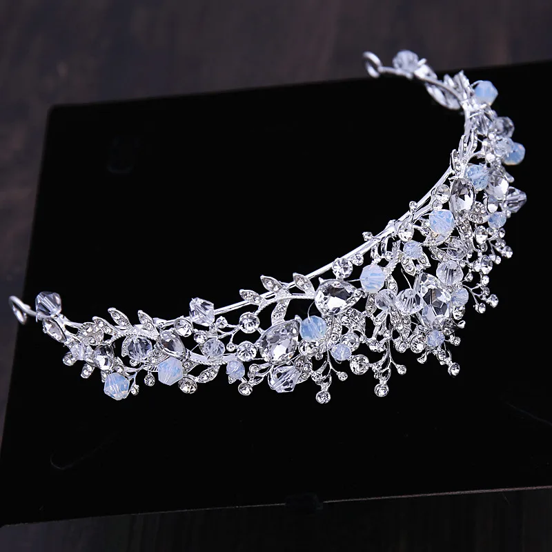 Bridal Jewelry Sets Luxury Crystal Heart Wedding Jewelry Sets Rhinestone Crown Tiara Choker Necklace Earrings African Beads